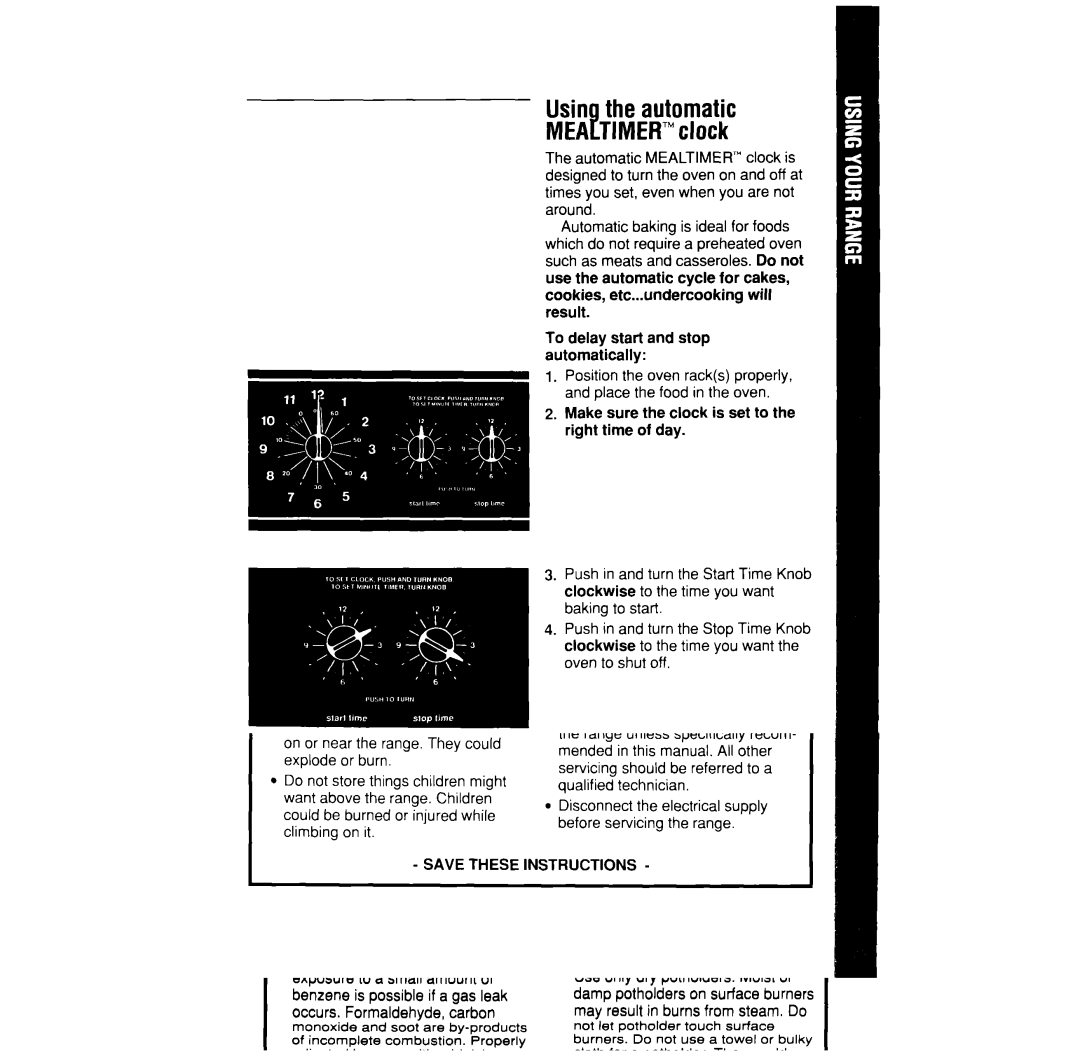 Whirlpool SF370PEW, SF365BEW manual Usin the automatic MEAPTIMER’ clock 