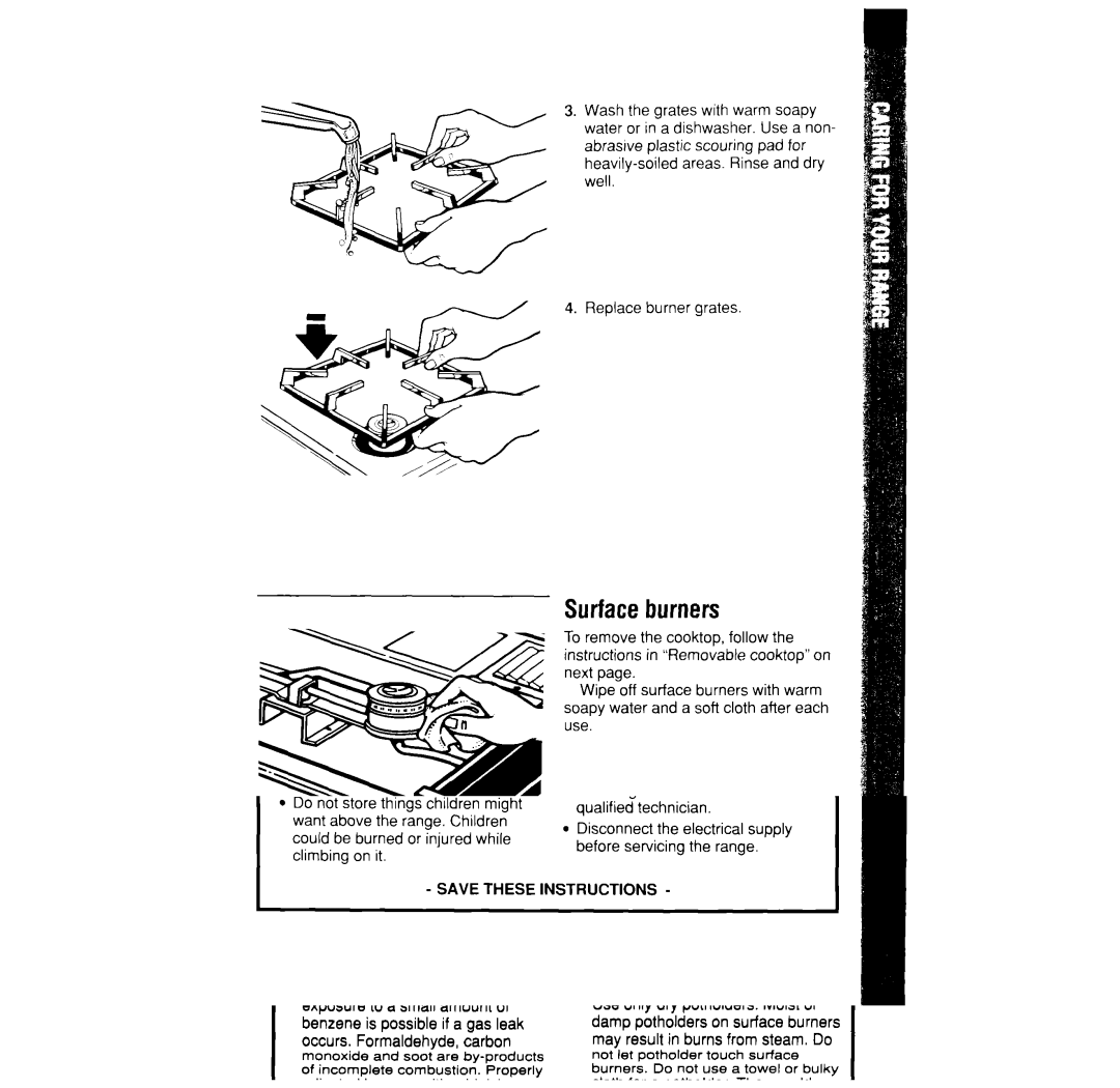 Whirlpool SF370PEW, SF365BEW manual Surface burners 