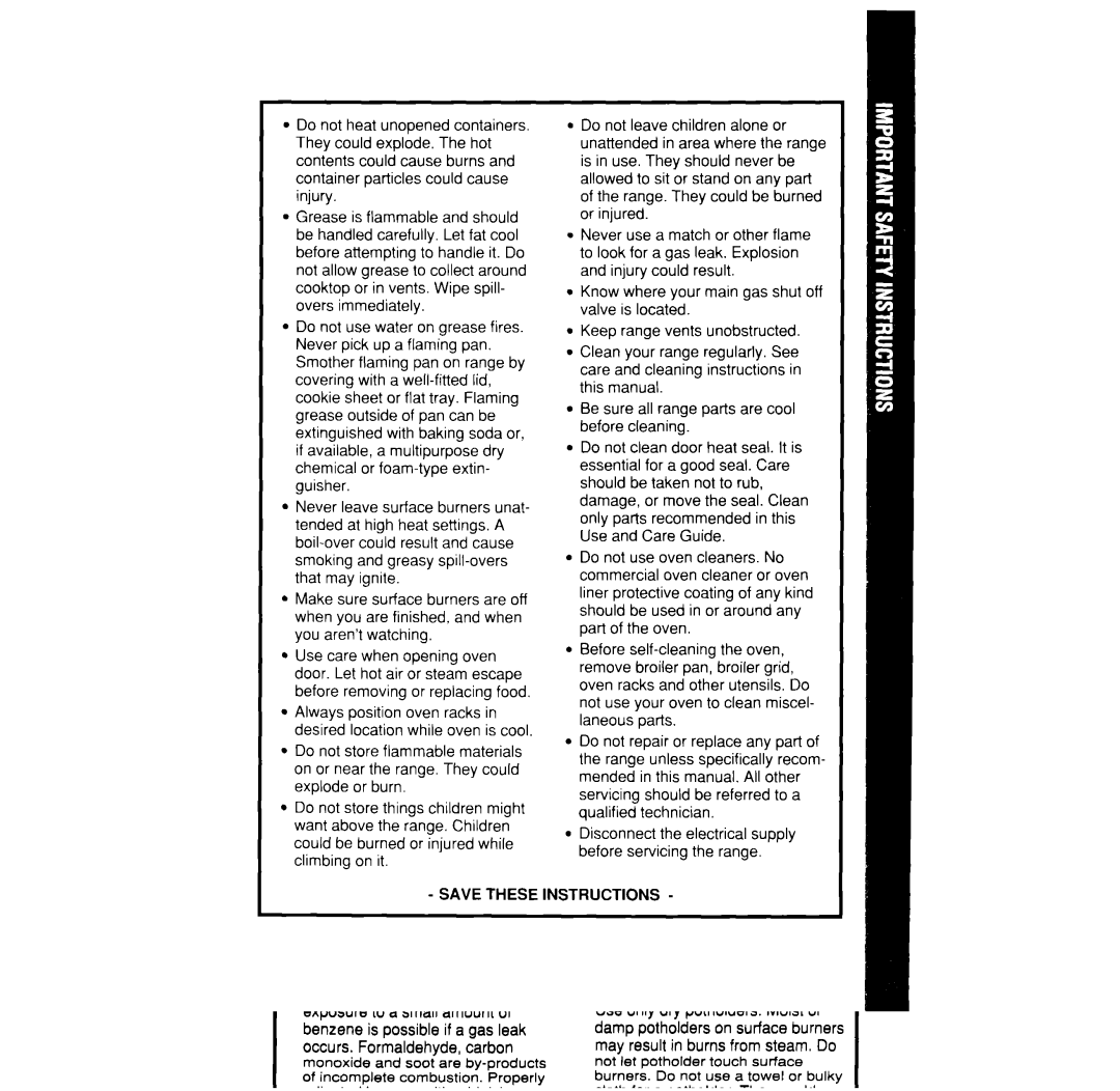 Whirlpool SF370PEW, SF365BEW manual Disconnect the electrical supply before servicing the range 