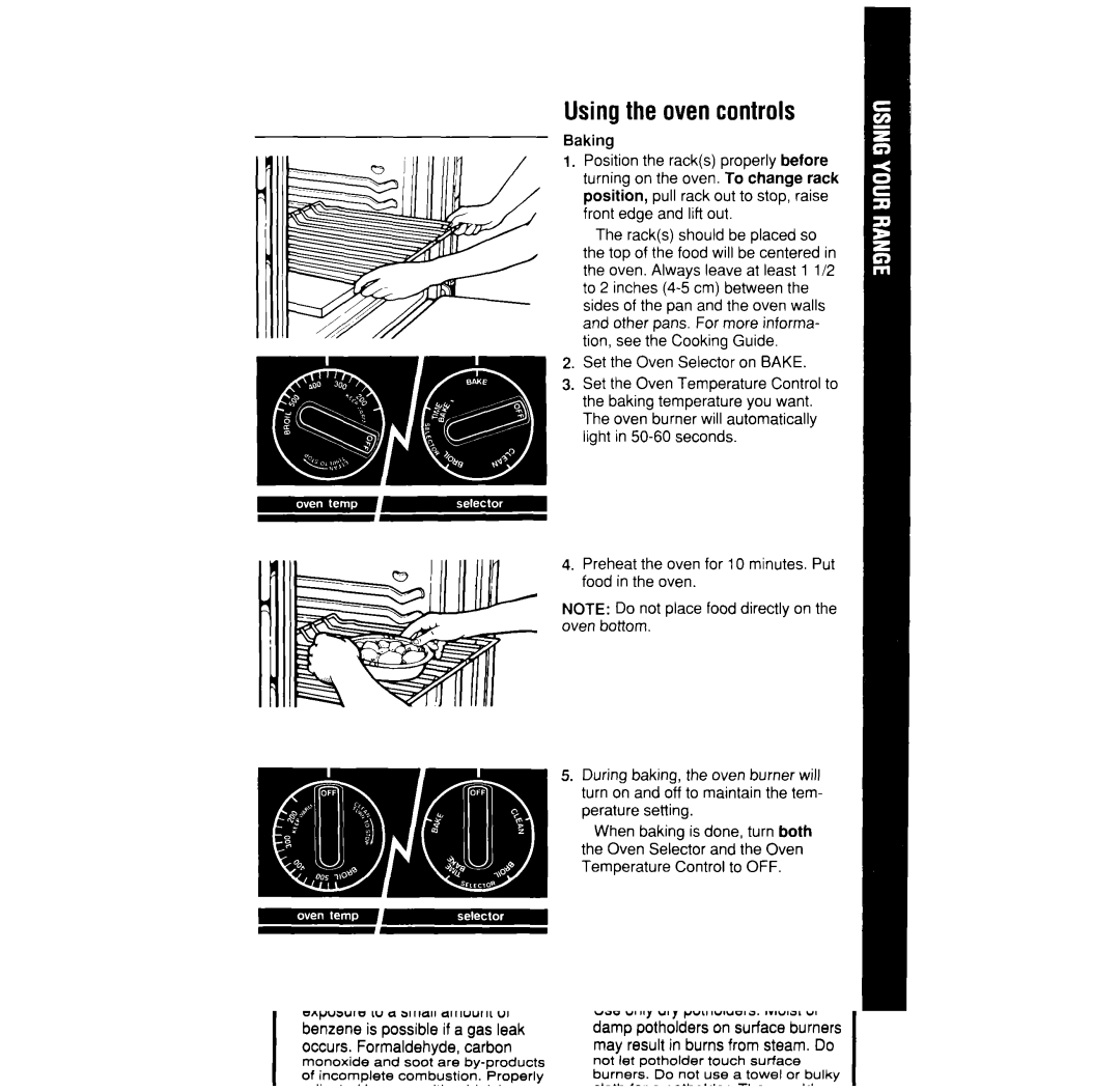 Whirlpool SF370PEW, SF365BEW manual Using the oven controls 