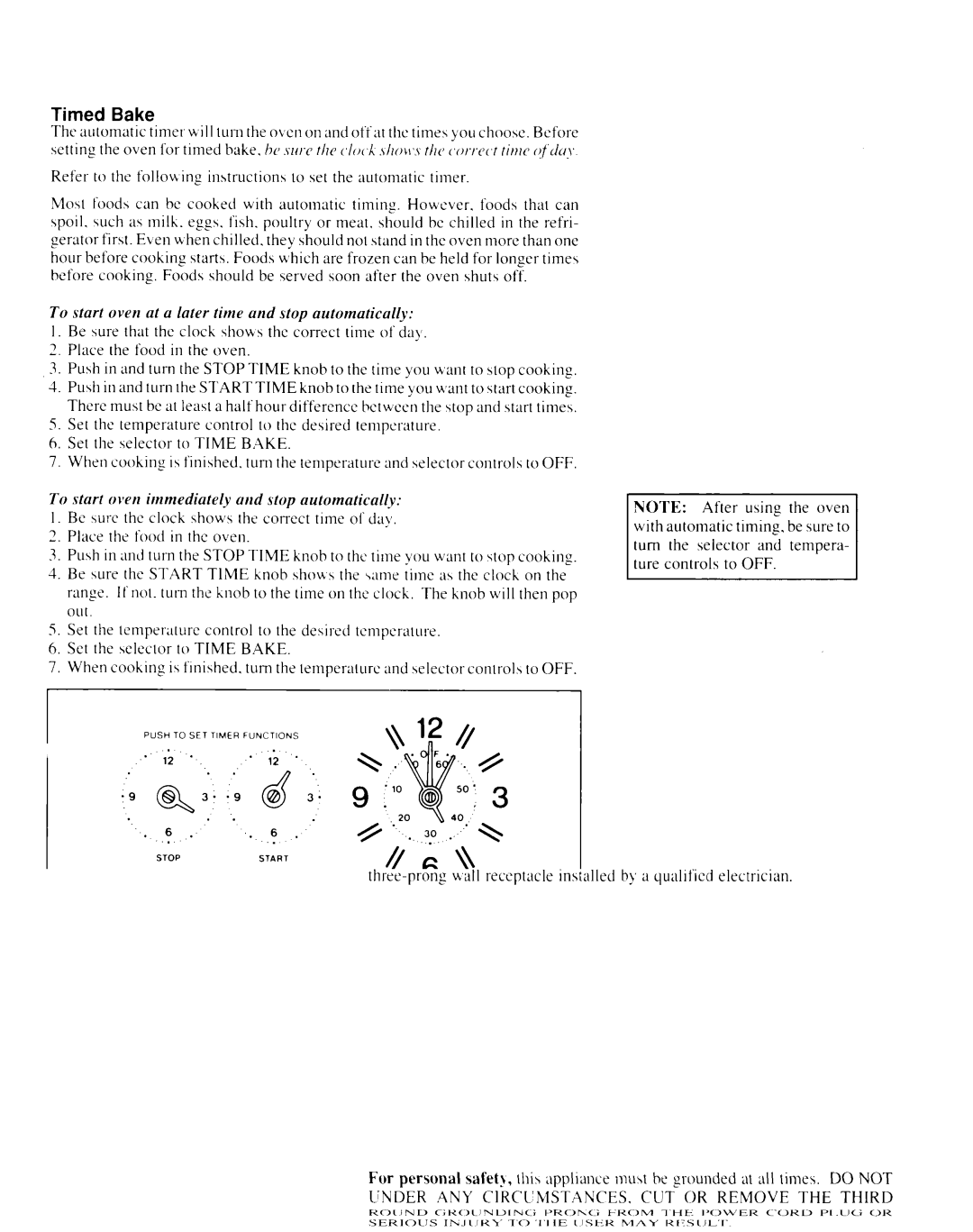 Whirlpool SF365BEXN0 manual Timed Bake 