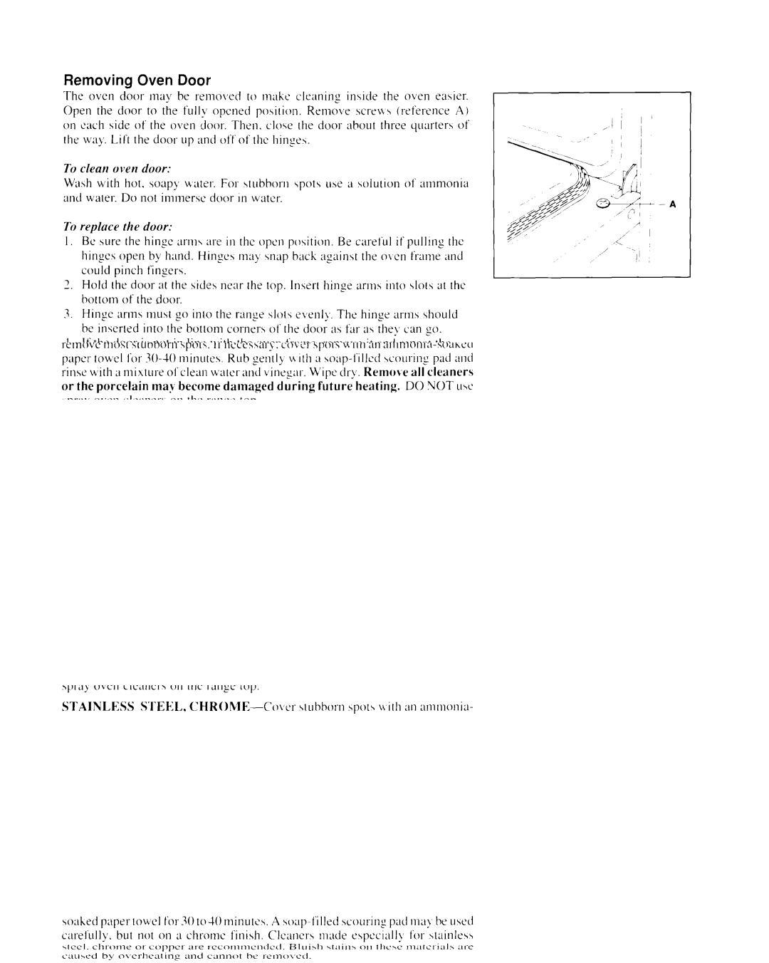 Whirlpool SF365BEXN0 manual Removing Oven Door 