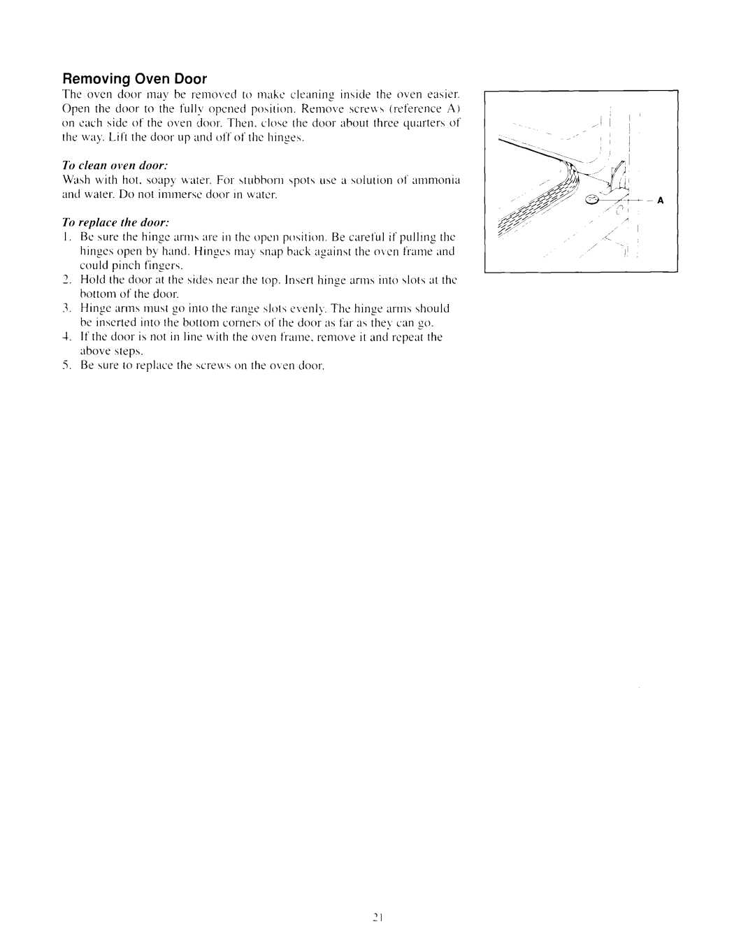 Whirlpool SF365BEXN0 manual Removing Oven Door 