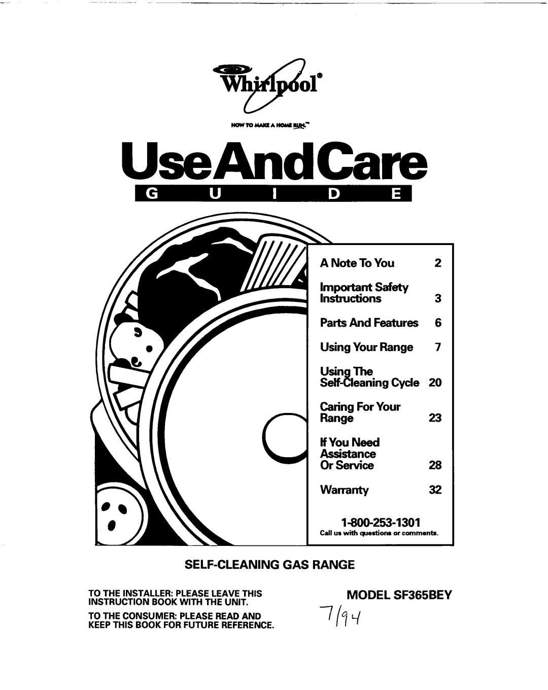 Whirlpool SF365BEY warranty UseAndCare, Ii%EE 