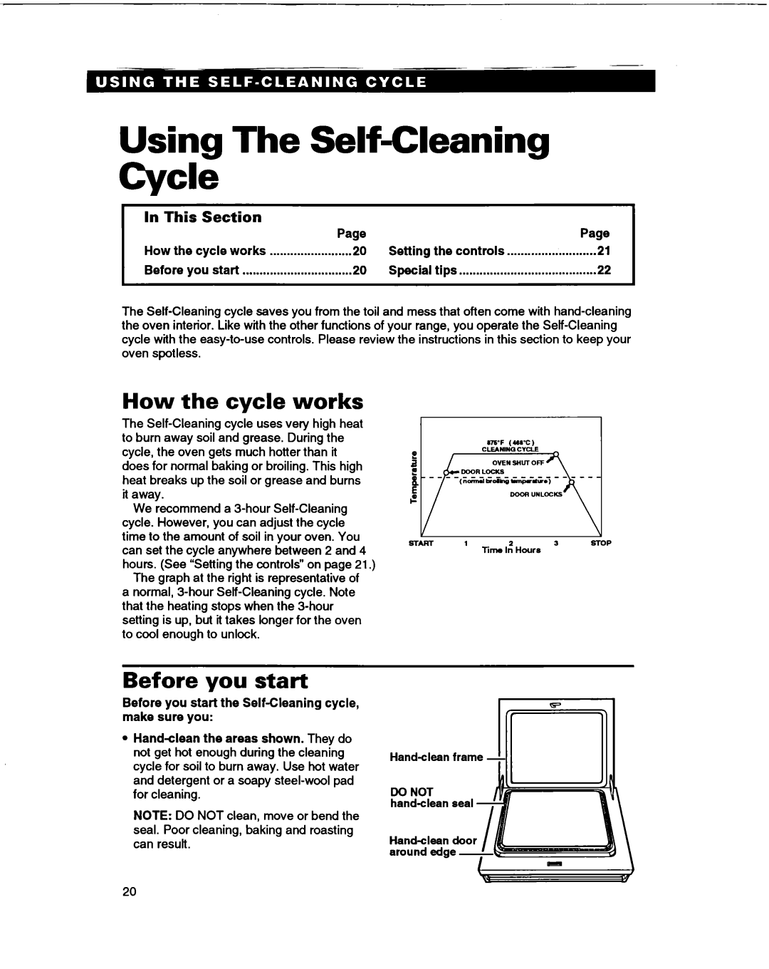 Whirlpool SF365BEY Using The Self-CleaningCycle, cycle, works, Before you start, In This Section, Page, Special tips 