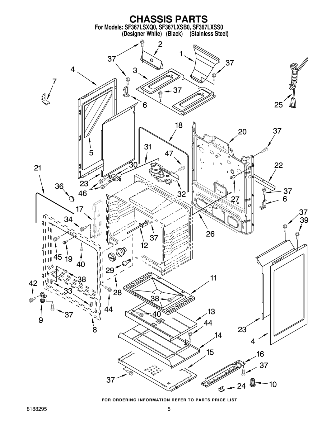 Whirlpool SF367LSXQ0, SF367LXSS0, SF367LXSB0 installation instructions Chassis Parts 