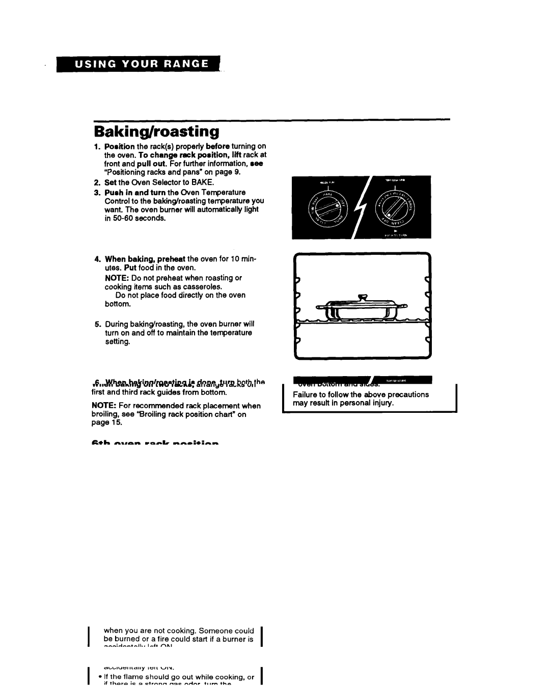 Whirlpool SF367PEY important safety instructions Baking/roasting 