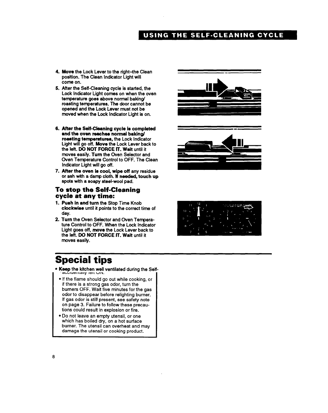 Whirlpool SF367PEY important safety instructions Special tips, To stop the Self-Cleaning cycle at any time 