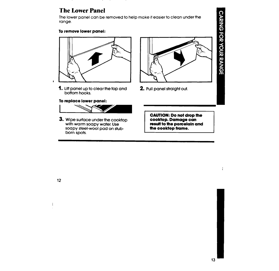 Whirlpool SF36OOEP manual Lower Panel 