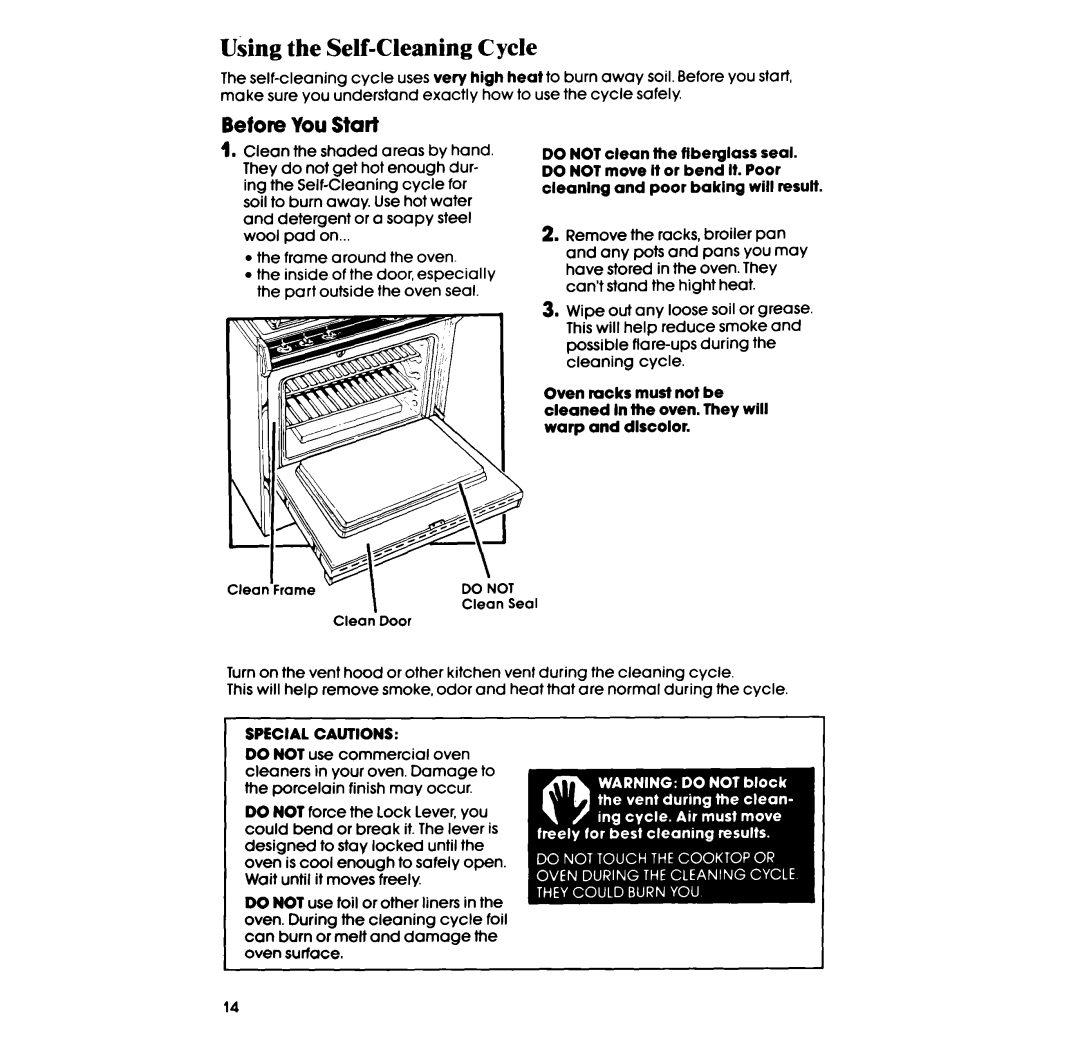 Whirlpool SF36OOEP manual Using the Self-Cleaning Cycle, Before You Start 