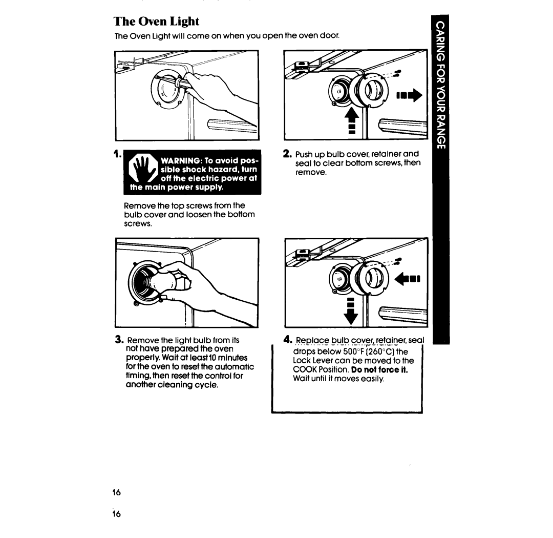 Whirlpool SF36OOEP manual Oven Light 