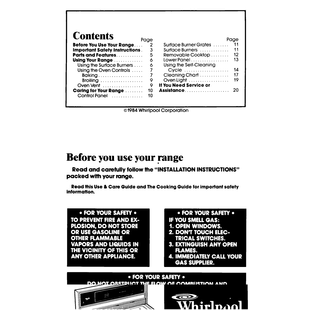 Whirlpool SF36OOEP manual Before you use your range 