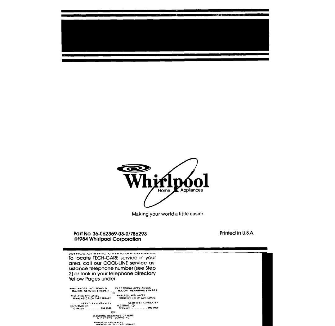 Whirlpool SF36OOEP manual 