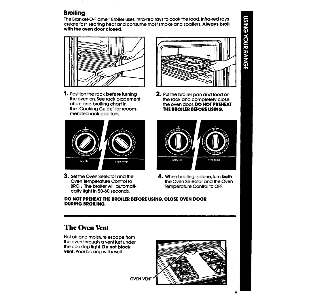 Whirlpool SF36OOEP manual The Oven Vent, Broiling 