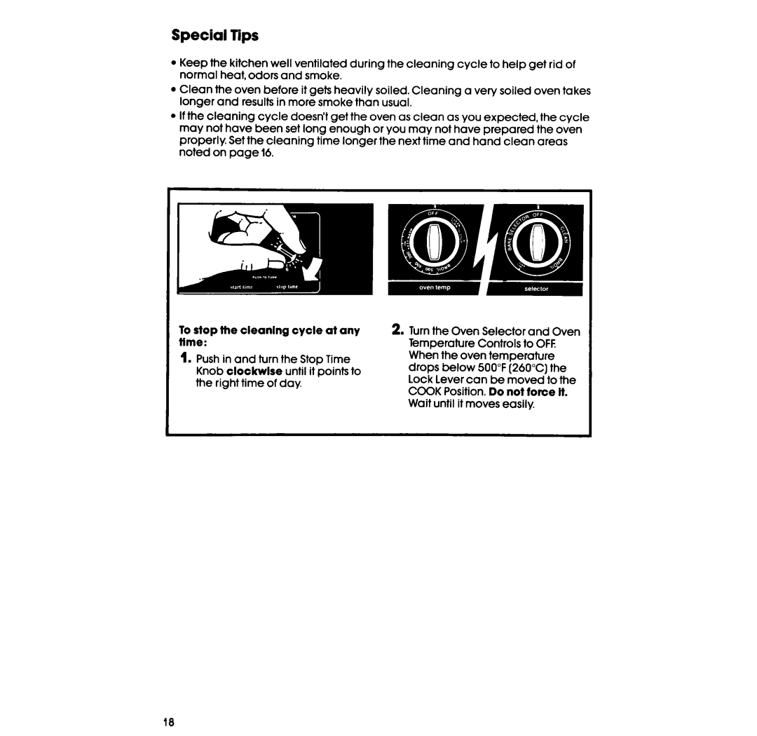 Whirlpool SF375BEP manual Special Tips, To stop the cleaning cycle at any time 