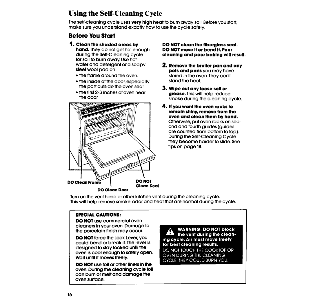 Whirlpool SF375BEP manual Using the Self-CleaningCycle, Before You Start 