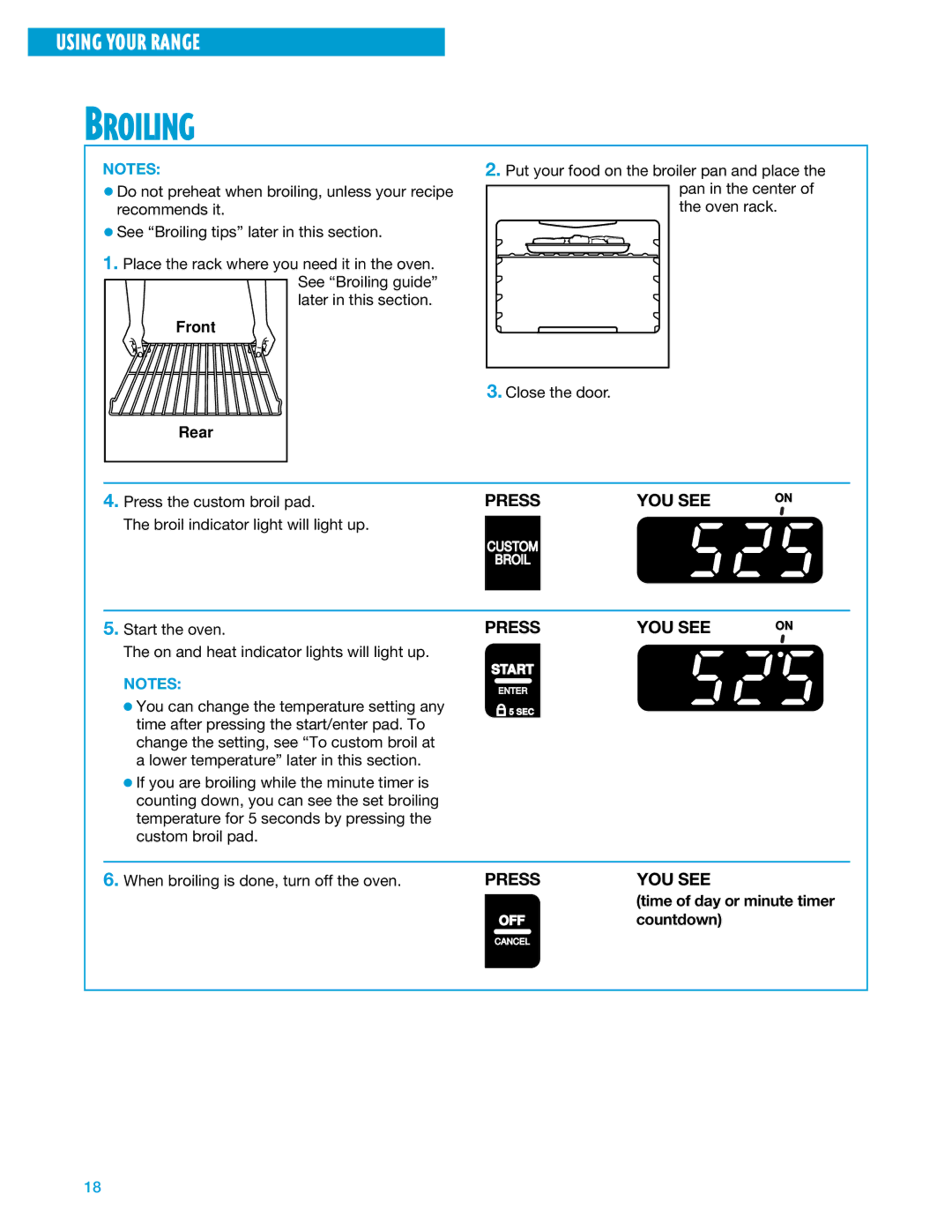 Whirlpool SF375PEE warranty Broiling 