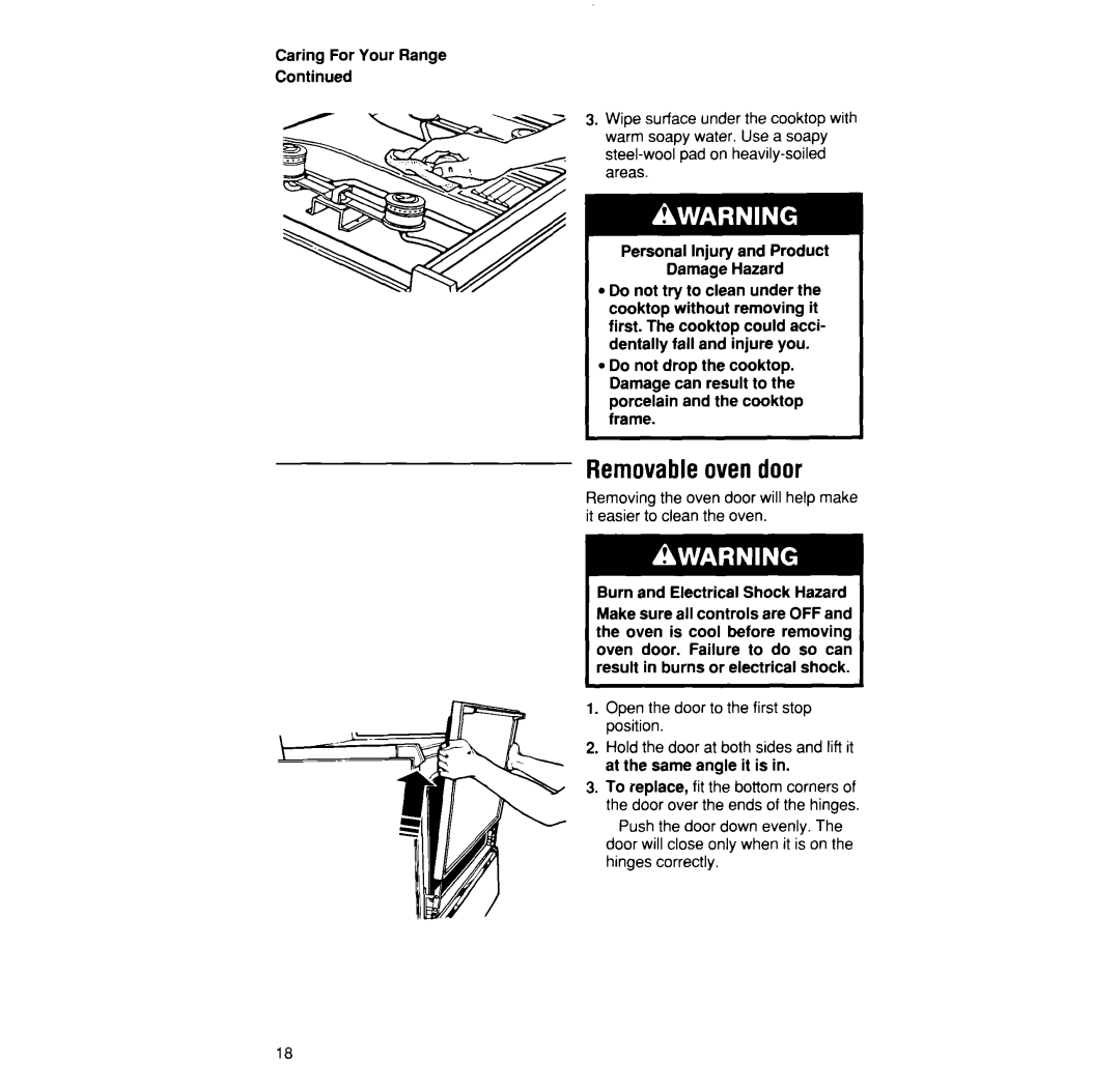 Whirlpool SF376PEP manual Removableovendoor 