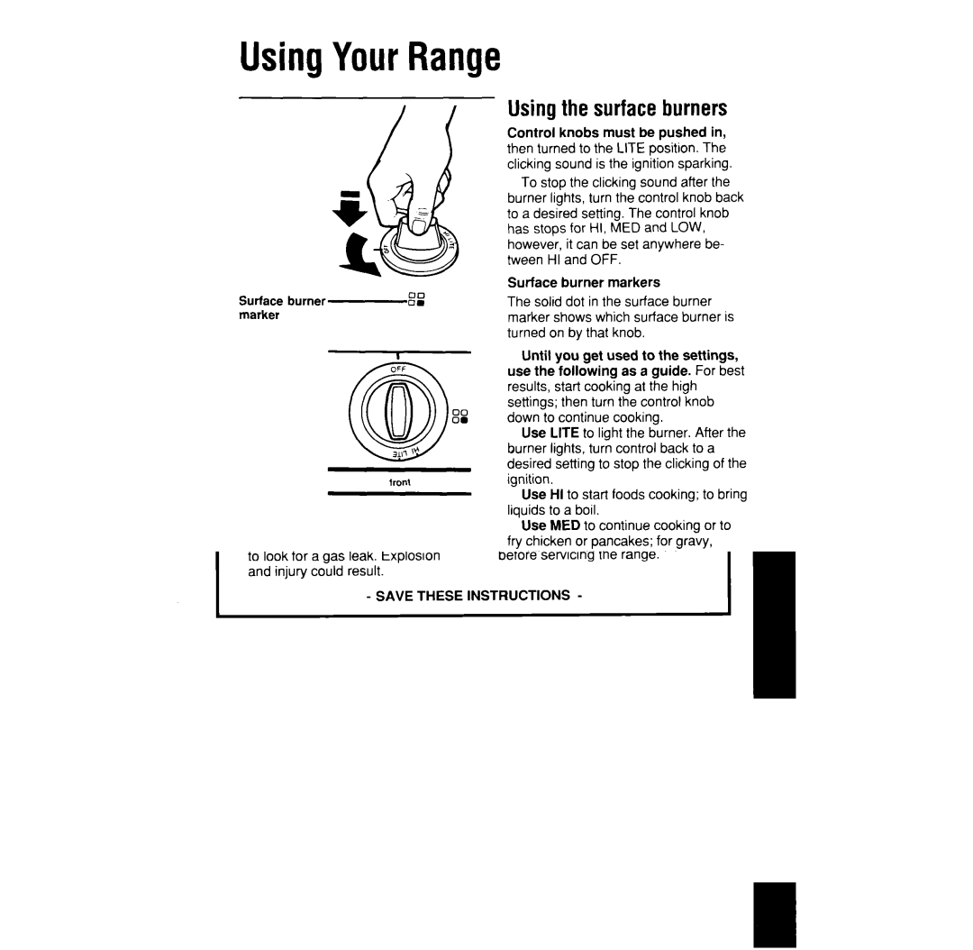 Whirlpool SF376PEP manual UsingYourRange, Usingthe surfaceburners 