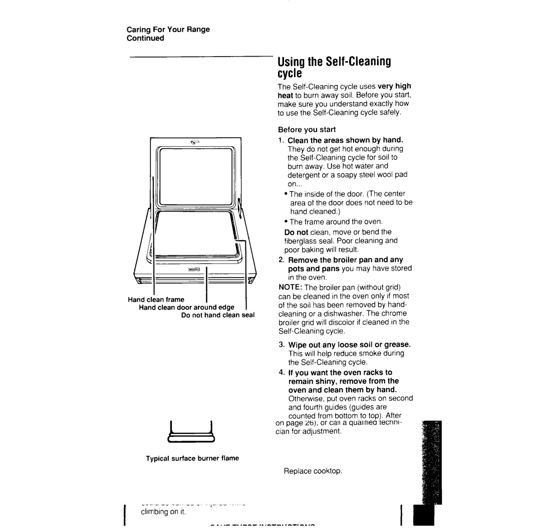 Whirlpool SF376PEW manual ‘I !,‘dm, Usingthe Self-Cleaning cycle 