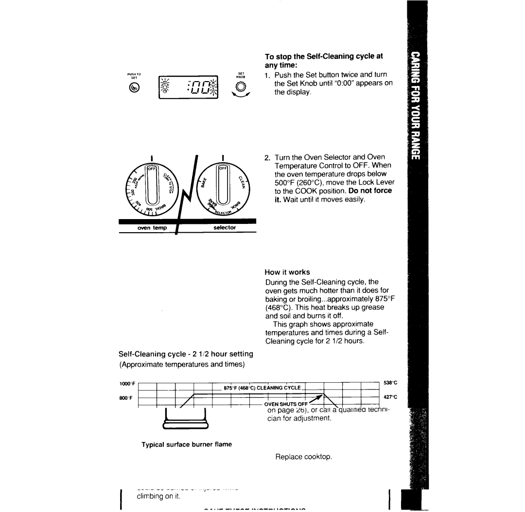 Whirlpool SF376PEW manual Hour setting is up, but that it takes to unlock 