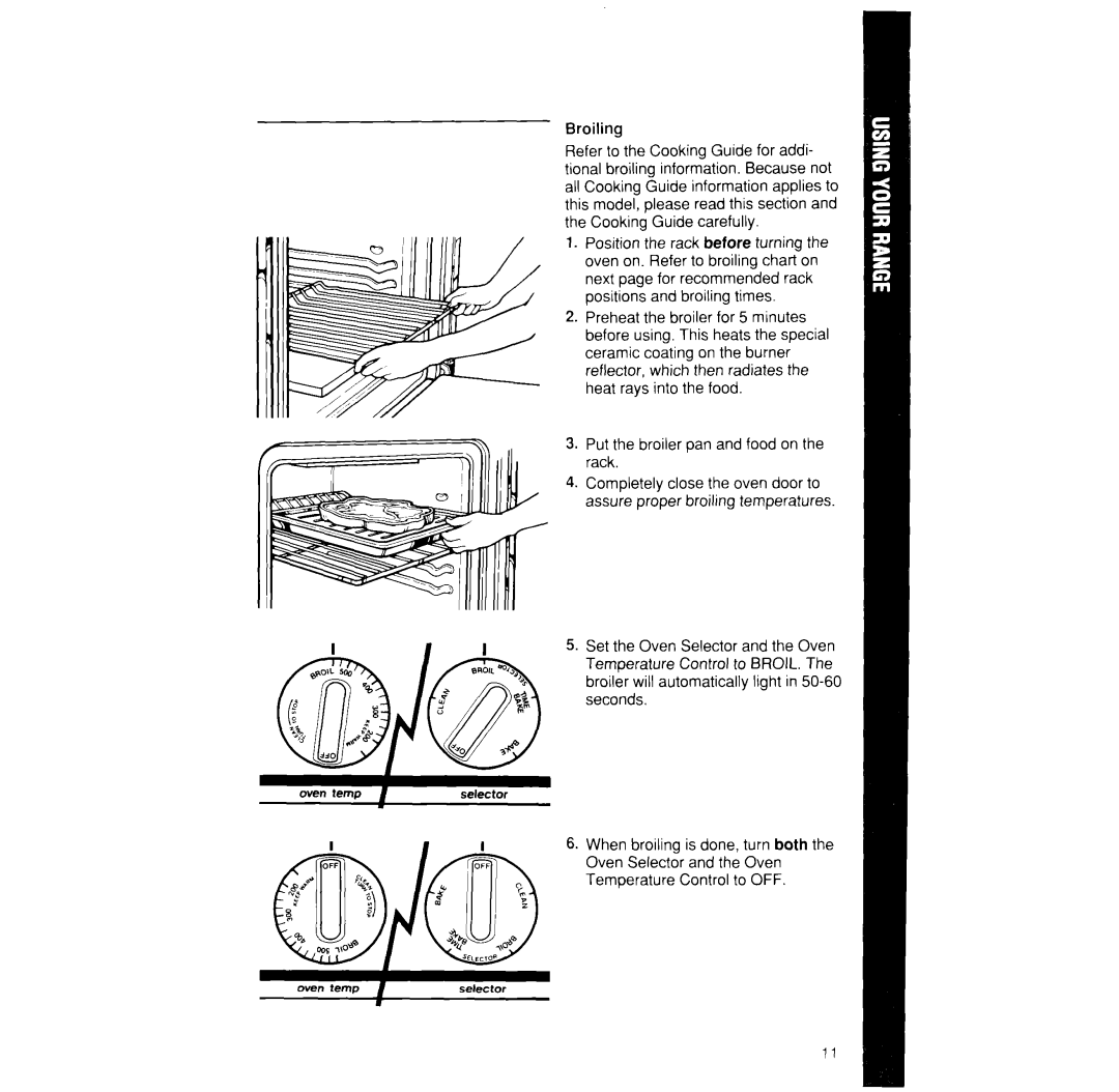Whirlpool SF376PEW manual Broiling 