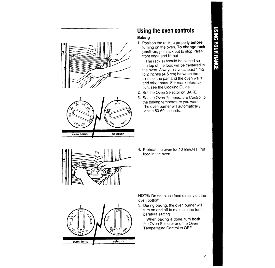 Whirlpool SF376PEW manual Usingthe ovencontrols 