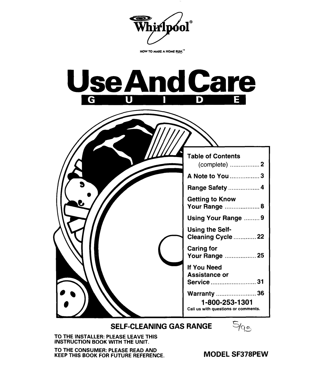 Whirlpool SF378PEW warranty UseAndCare 