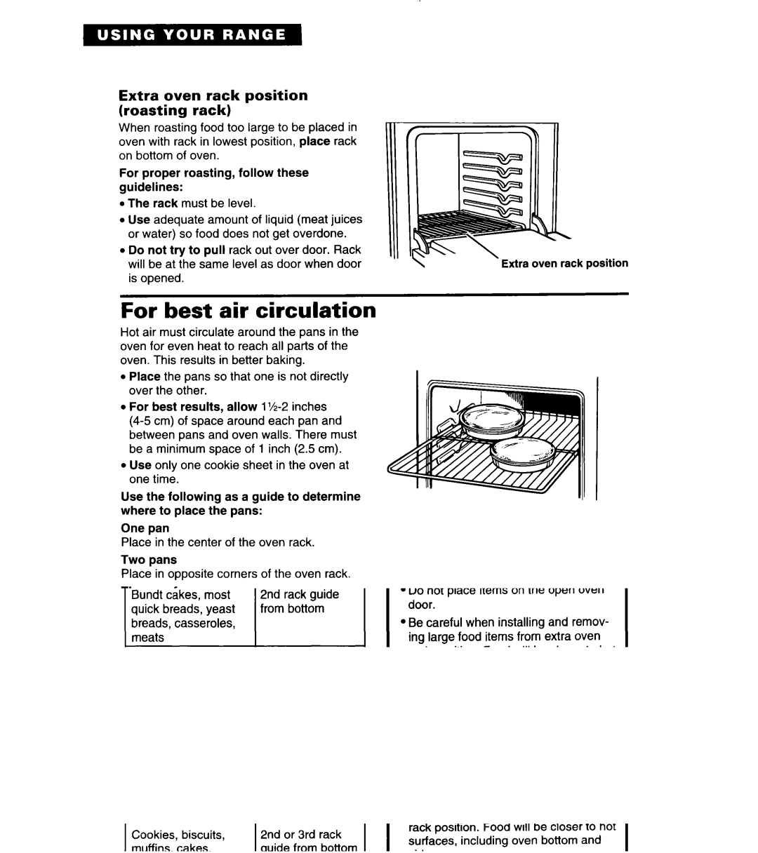 Whirlpool SF378PEW warranty For best air circulation, Extra oven rack position roasting rack 