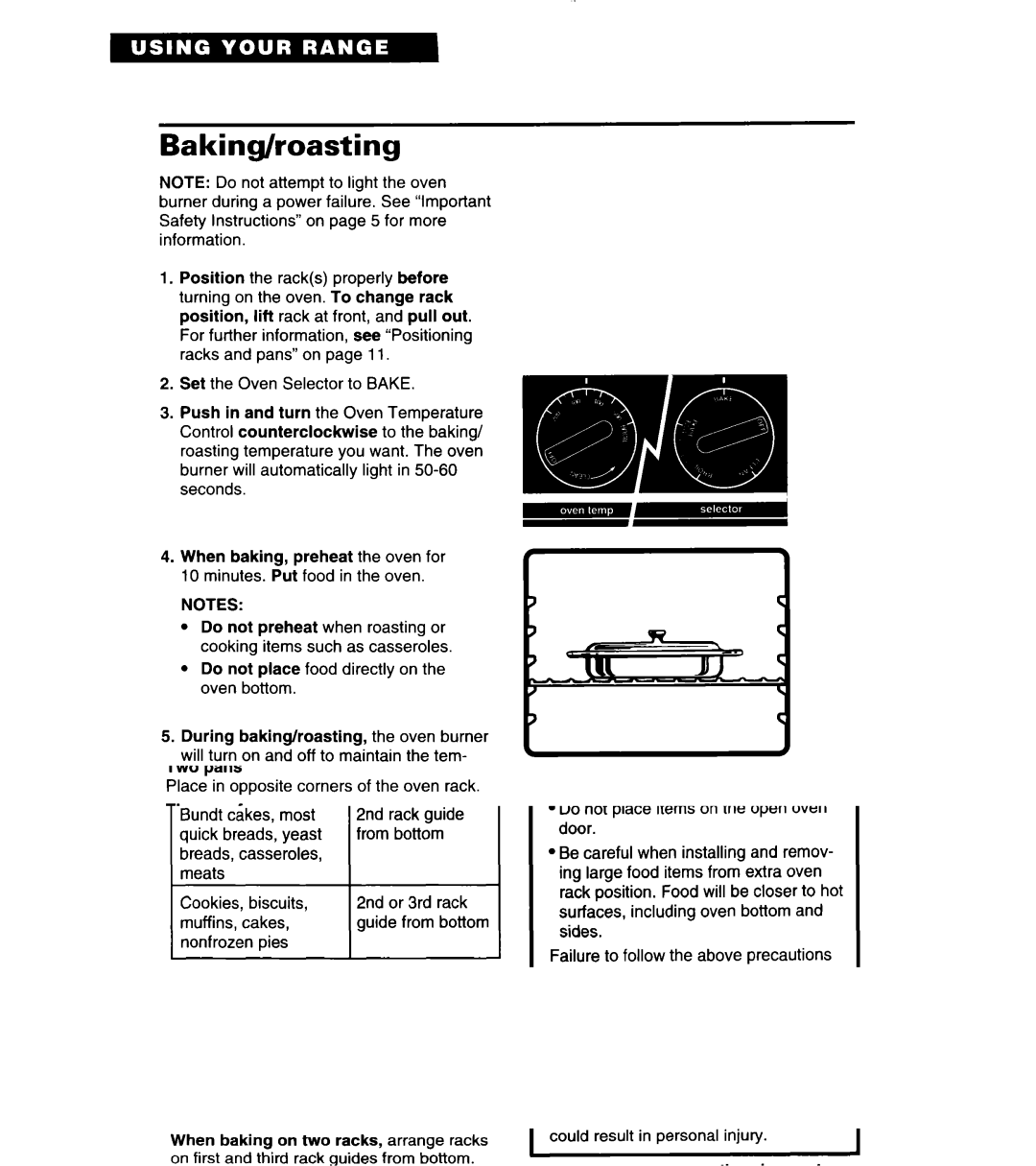 Whirlpool SF378PEW warranty Baking/roasting 