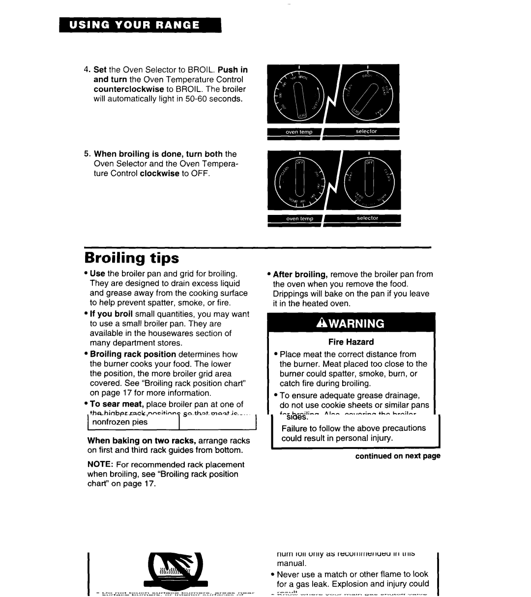 Whirlpool SF378PEW warranty Broiling tips 