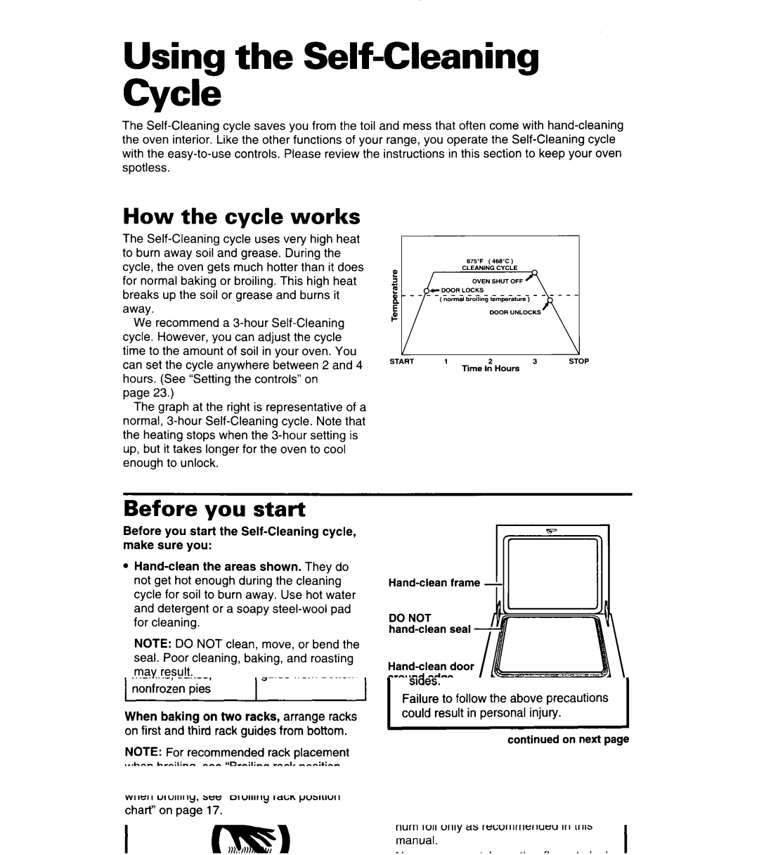 Whirlpool SF378PEW warranty Using the Self-Cleaning Cycle, How the cycle works, Before you start 