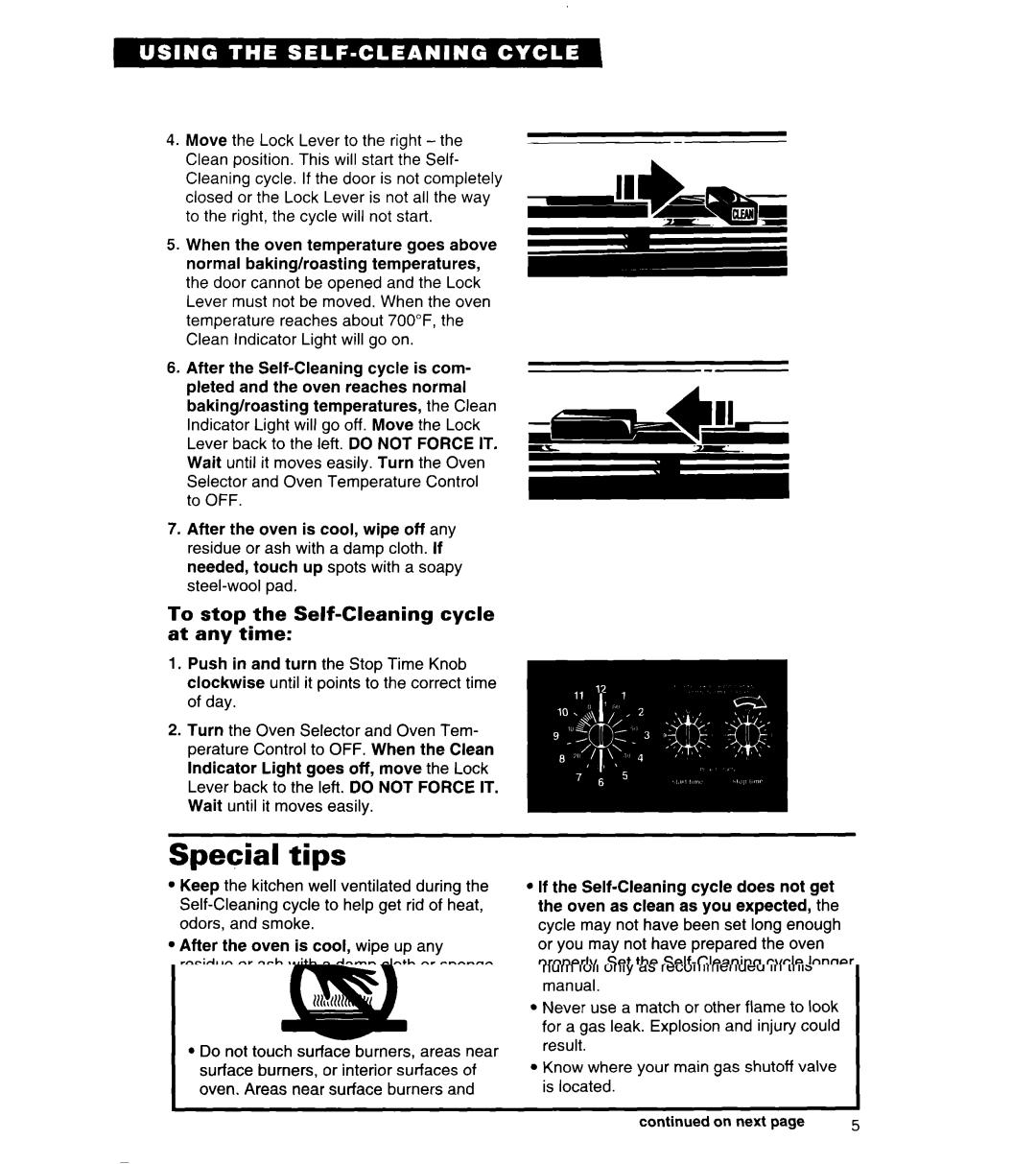 Whirlpool SF378PEW warranty Special Tips, To stop the Self-Cleaning cycle at any time 