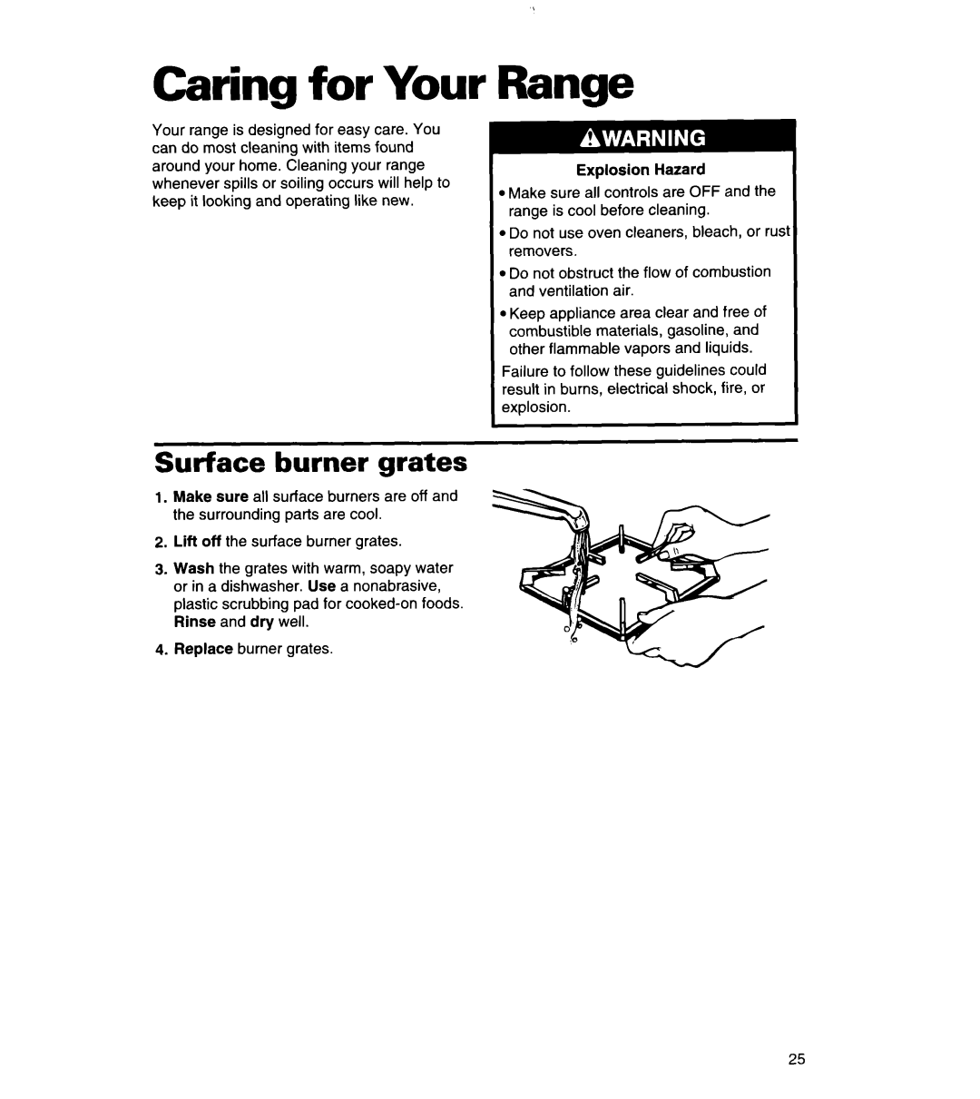 Whirlpool SF378PEW warranty Caring for Your, Range, Sutface burner grates 