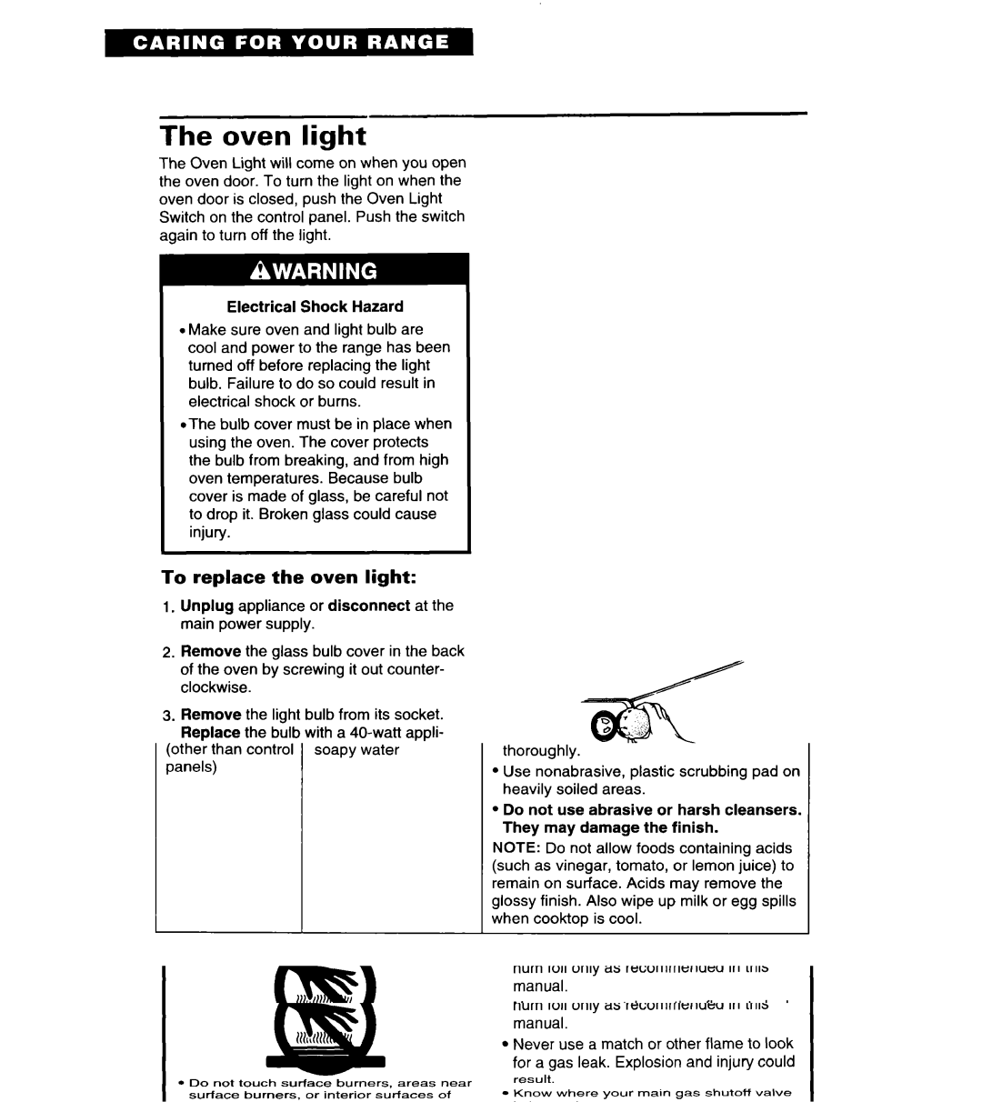 Whirlpool SF378PEW warranty Oven light, To replace the oven light 