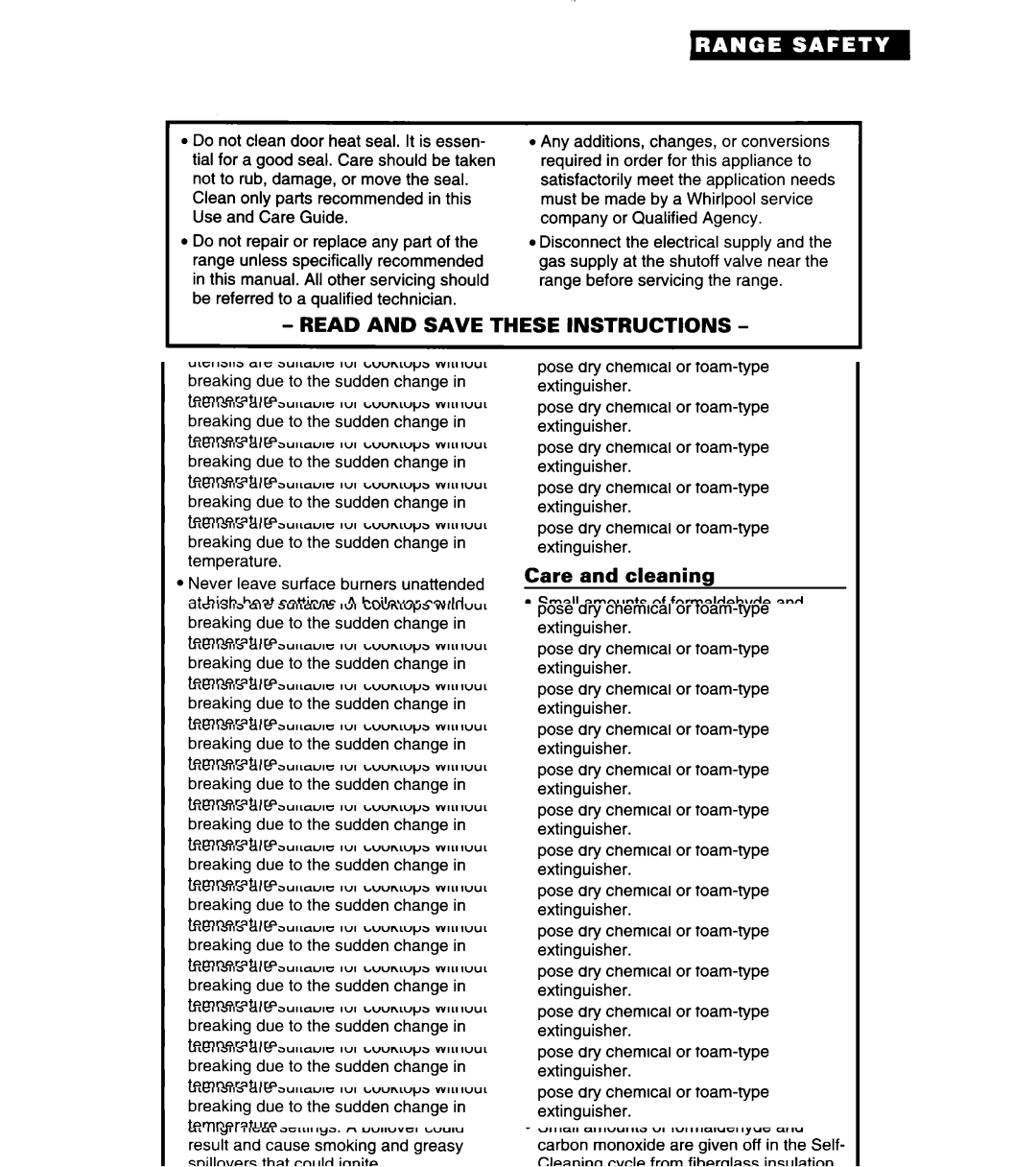 Whirlpool SF378PEW warranty Read and Save These Instructions 