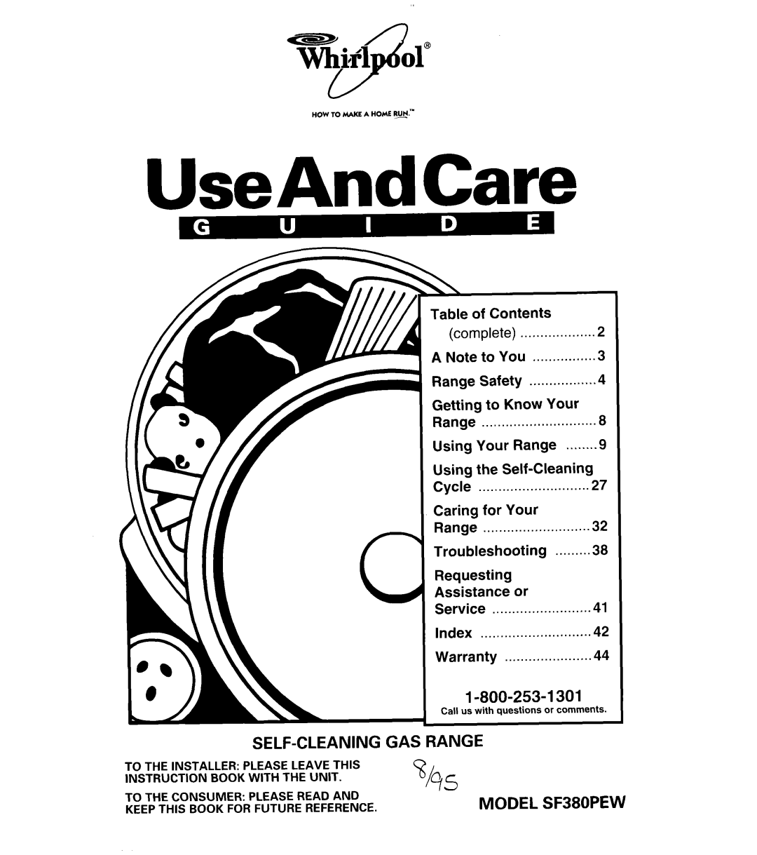 Whirlpool SF380PEW warranty UseAndCare 