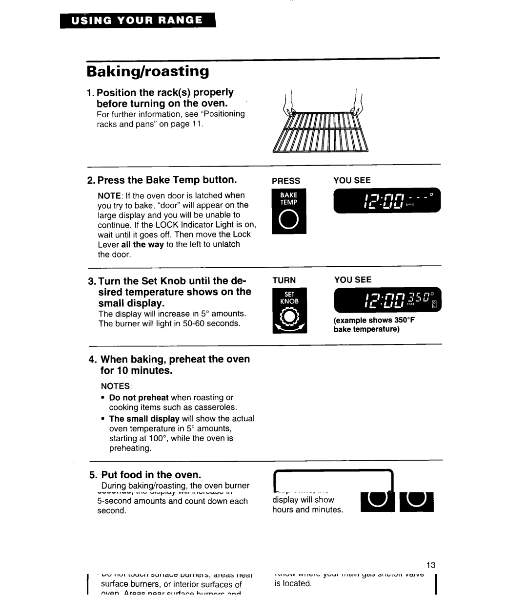 Whirlpool SF380PEW warranty Baking/roasting 