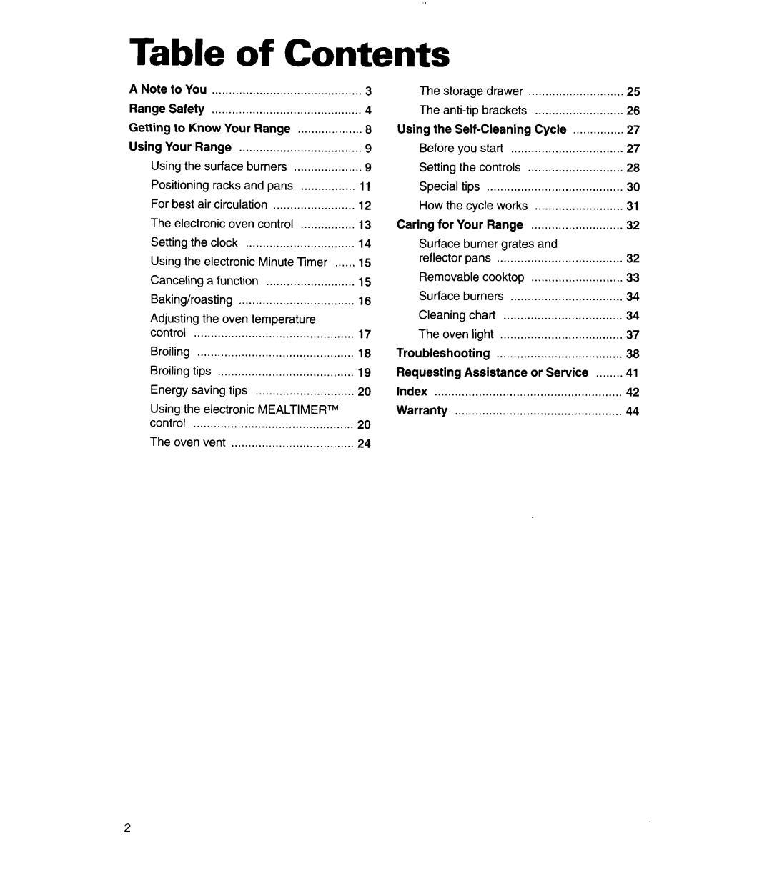 Whirlpool SF380PEW warranty Contents 