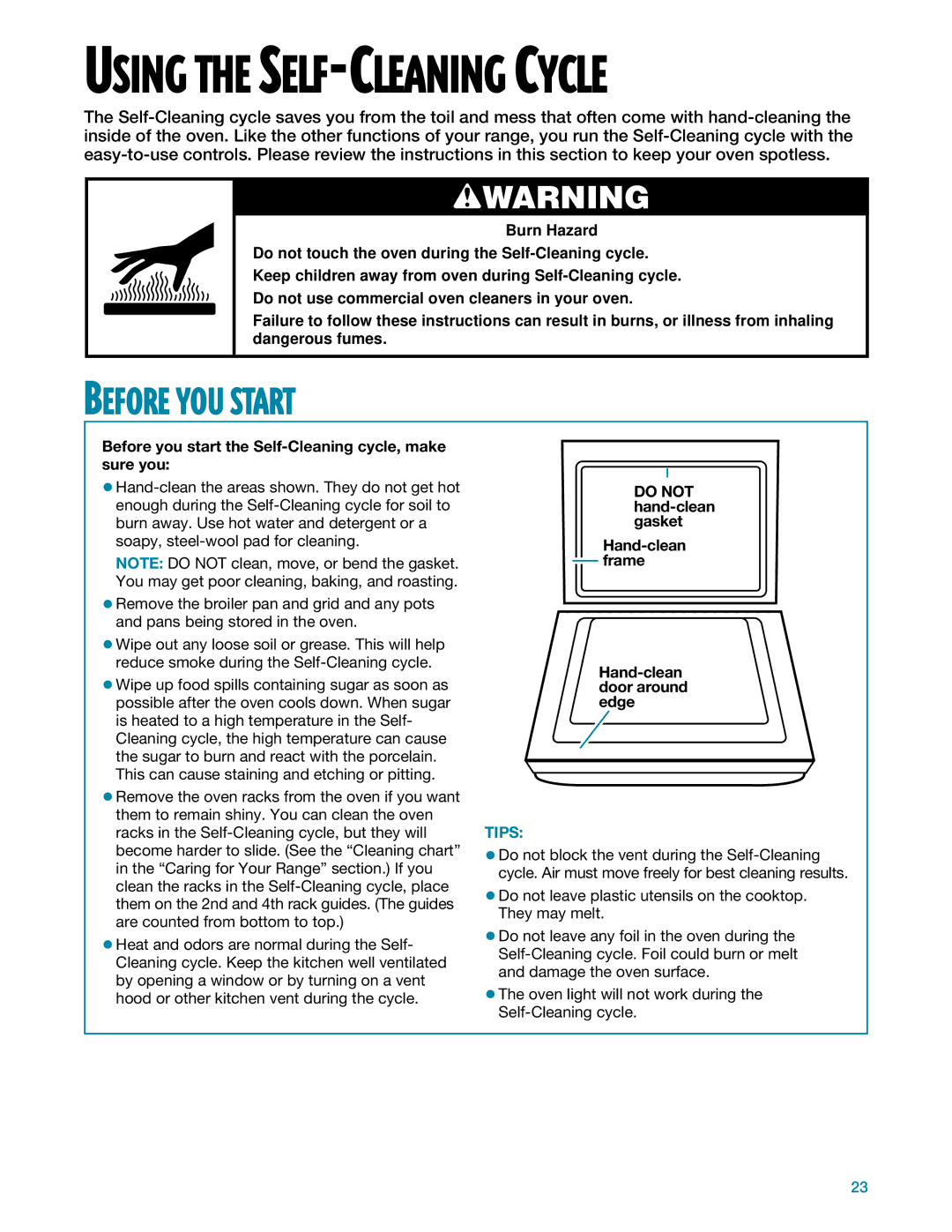 Whirlpool SF385PEE warranty Before YOU Start, Before you start the Self-Cleaning cycle, make sure you 