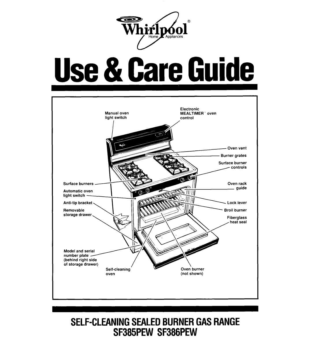 Whirlpool SF386PEW, SF385PEW manual Use& CareGuide 