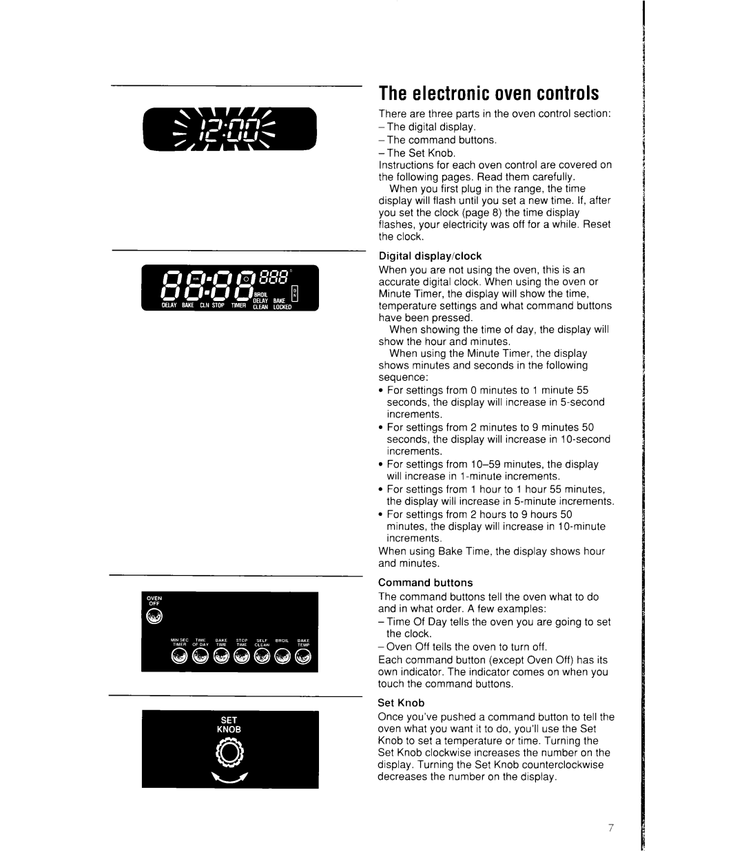 Whirlpool SF386PEW, SF385PEW manual Electronic oven controls 