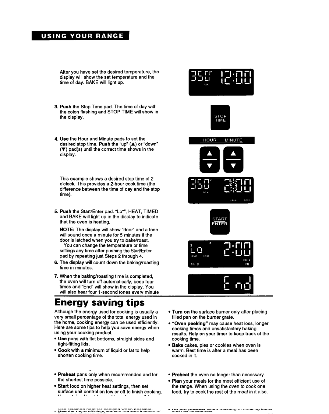 Whirlpool SF385PEY manual Display will count down the baking/roasting time in minutes 