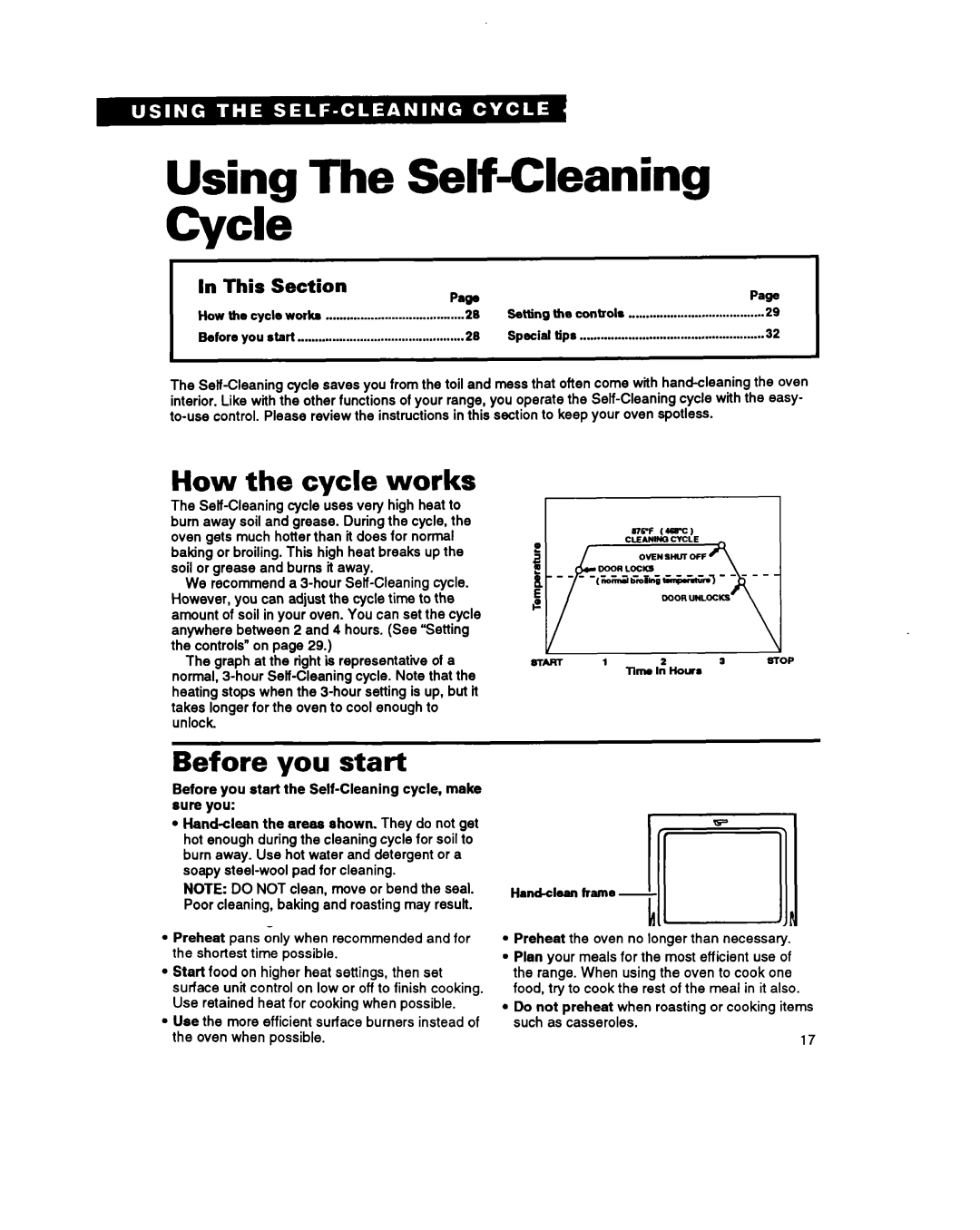 Whirlpool SF385PEY manual Using The Self-Cleaning Cycle, How Cycle Works, Before you start, Start 