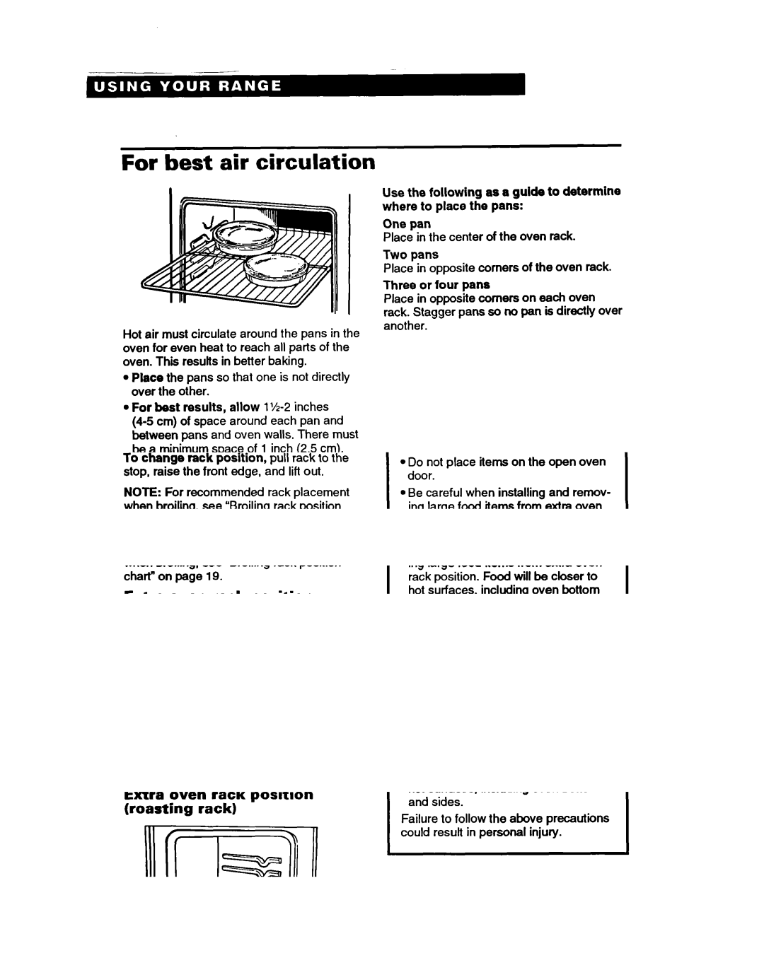 Whirlpool SF388PEW warranty For best air circulation 