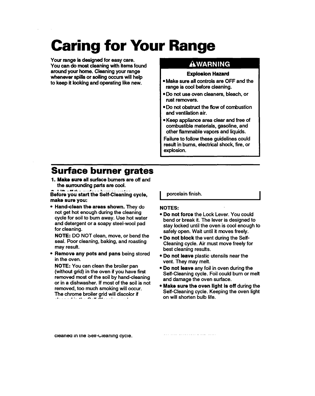 Whirlpool SF388PEW warranty Caring for Your, Surface burner grates, Your range is designed for easy care 