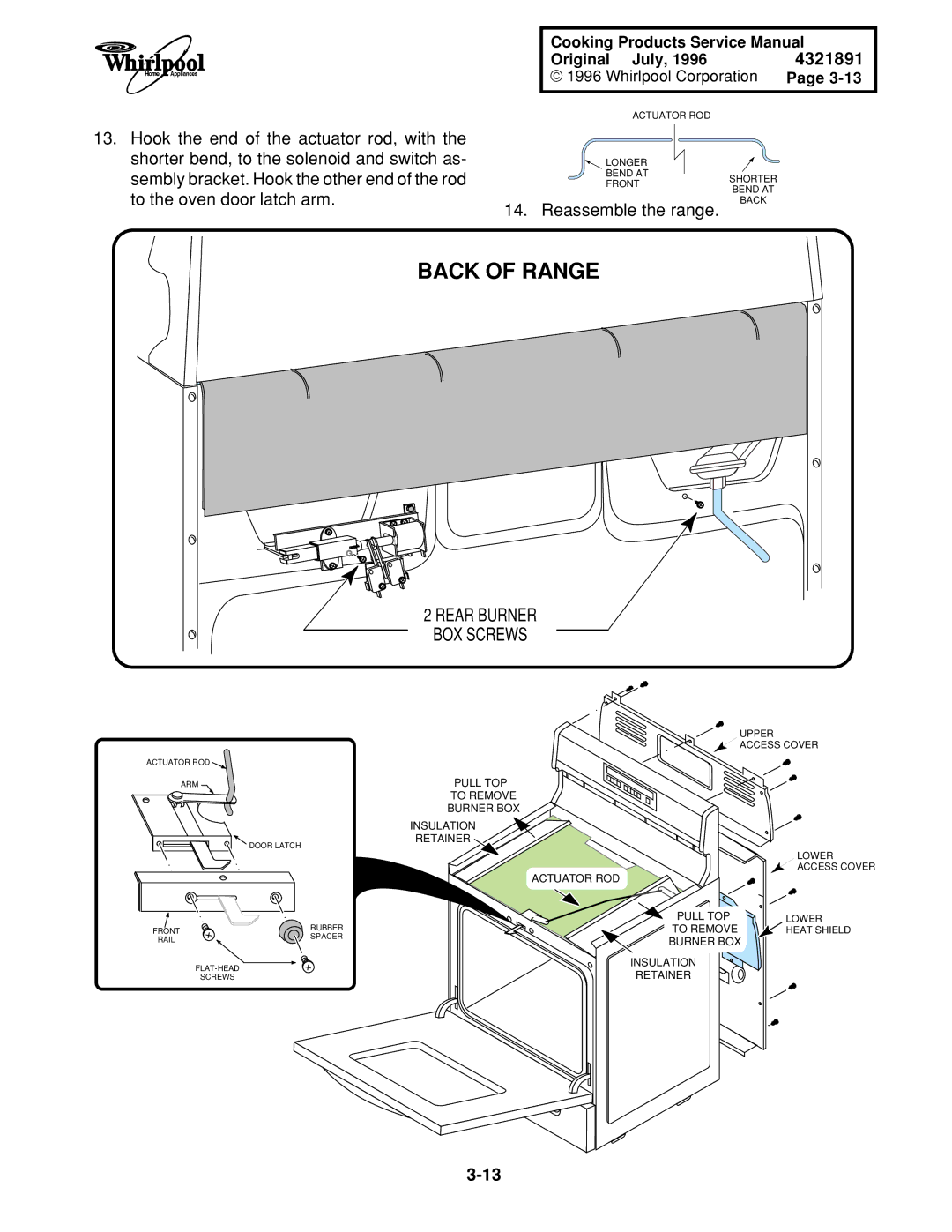 Whirlpool SF375PEE Q/Z, SF395LEE Q/Z/B, TGS325E W, SF385PEE Q/Z, SF372BEE Q/Z, FGS335E Q Back of Range, Rear Burner BOX Screws 