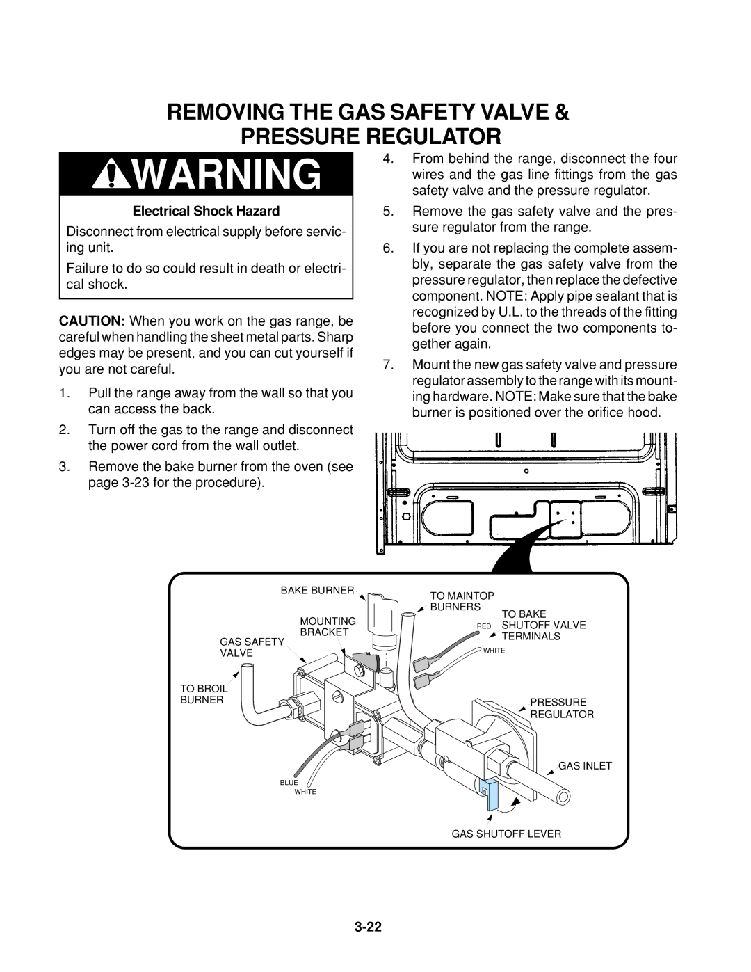 Whirlpool SF360BEE W/N, SF395LEE Q/Z/B, TGS325E W, SF385PEE Q/Z, SF350BEE W Removing the GAS Safety Valve Pressure Regulator 