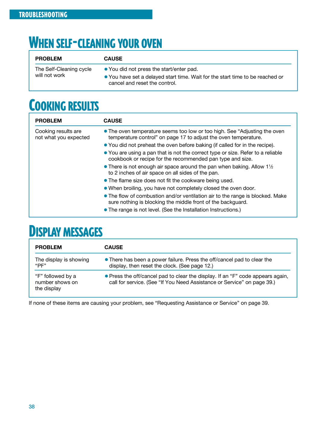 Whirlpool SF395LEE manual When SELF-CLEANING Your Oven, Cooking Results, Display Messages 