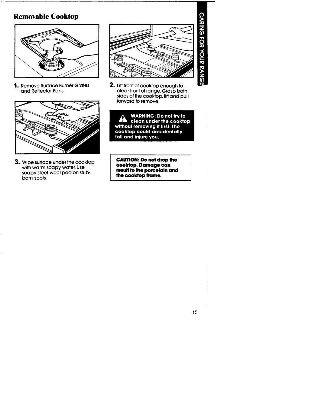 Whirlpool SF395PEP manual Removable Cooktop 